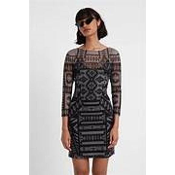 DESIGUAL NWT Lua Black Gray Mesh Embellished Dress Size US XXS - Picture 1 of 14